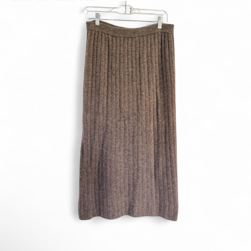Christian Dior Vintage Maxi Skirt Wool Angora Small Brown Ribbed Quiet Luxury